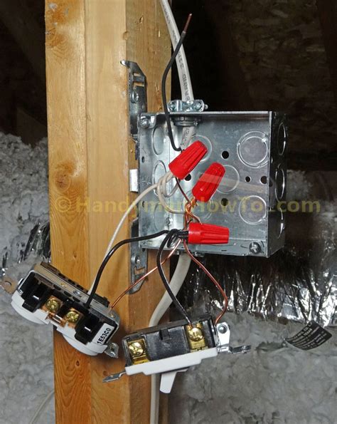 large electrical junction box in attic|attic light with outlet.